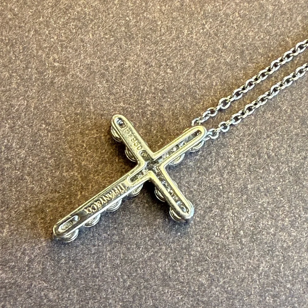 Tiffany & Co. Platinum & Diamond Cross Pendant Necklace